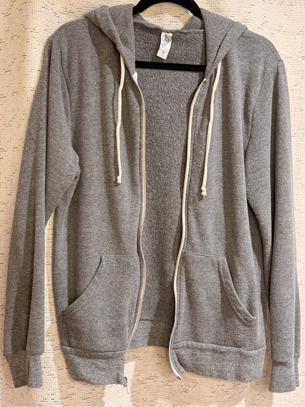 Alternative Lightweight Gray Zip-Up Hooded Sweatshirt for Men